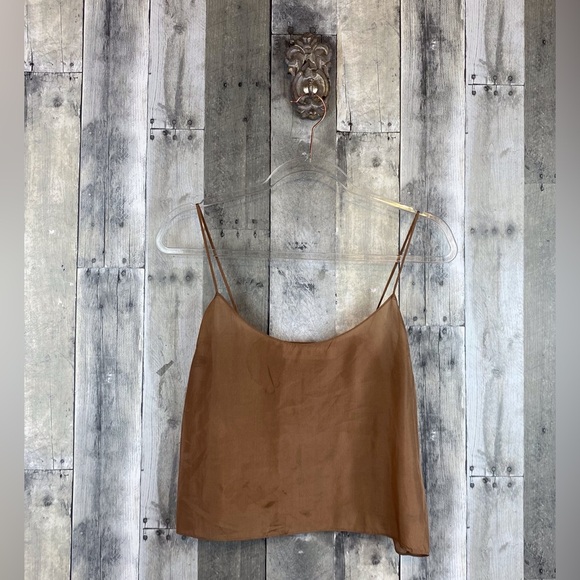 Marni Silk Spaghetti Strap Crop Tank in Brown Size 42. - Picture 1 of 7